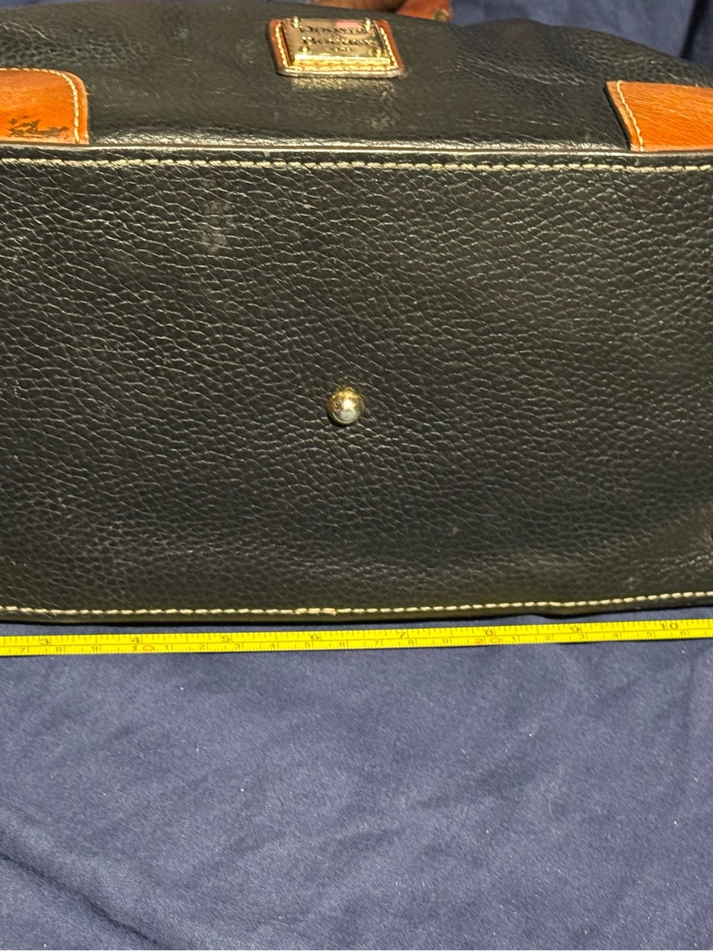 Dooney & Bourke Black Pebbled Leather Satchel with Brown Trim - Picture 11 of 12